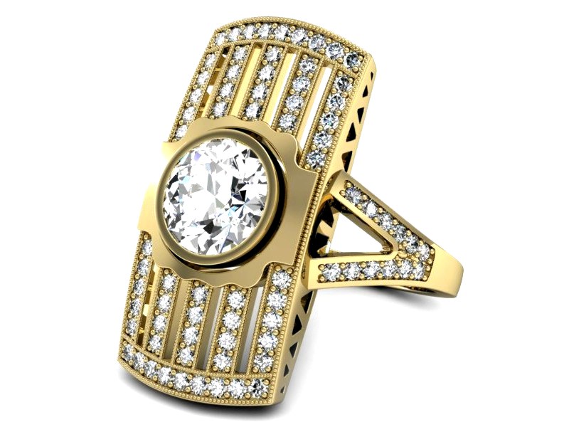 Złoty pierścionek z brylantami - P15267z — zdjęcie 3