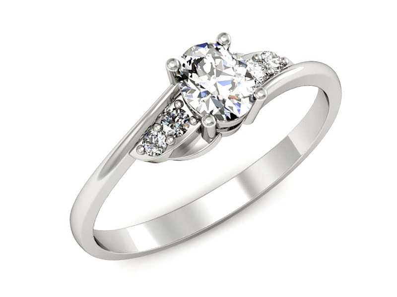 Złoty pierścionek z diamentami białe złoto - P15268b