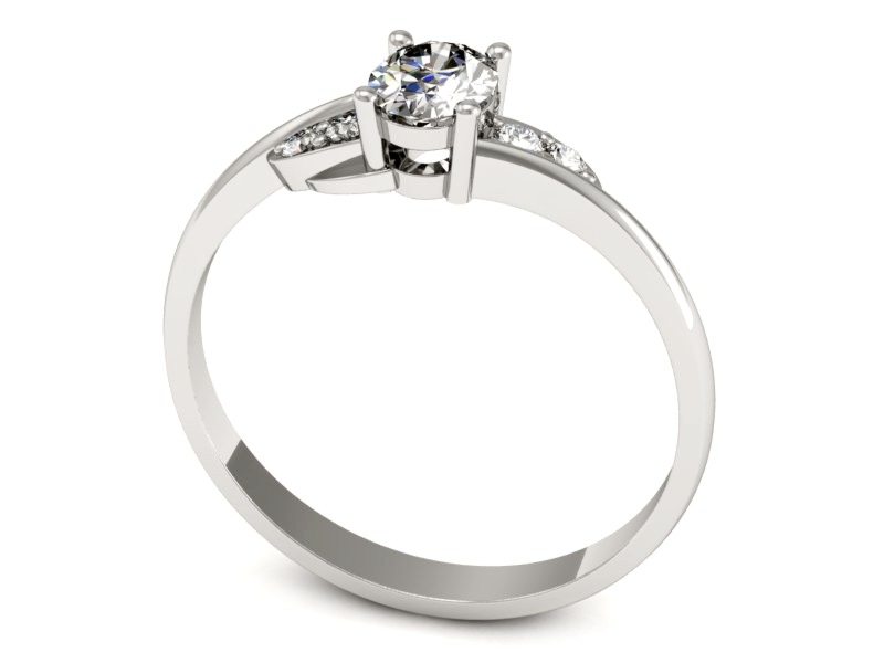 Złoty pierścionek z diamentami białe złoto - P15268b — zdjęcie 3