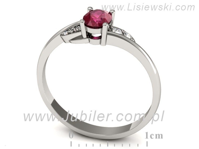 Pierścionek z rubinem i brylantami białe złoto - P15268br — zdjęcie 3