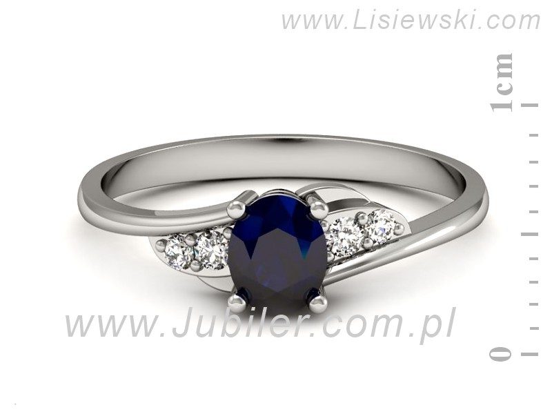 Pierścionek z szafirem i brylantami białe złoto - P15268bsz — zdjęcie 2