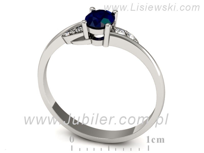 Pierścionek z szafirem i brylantami białe złoto - P15268bsz — zdjęcie 3
