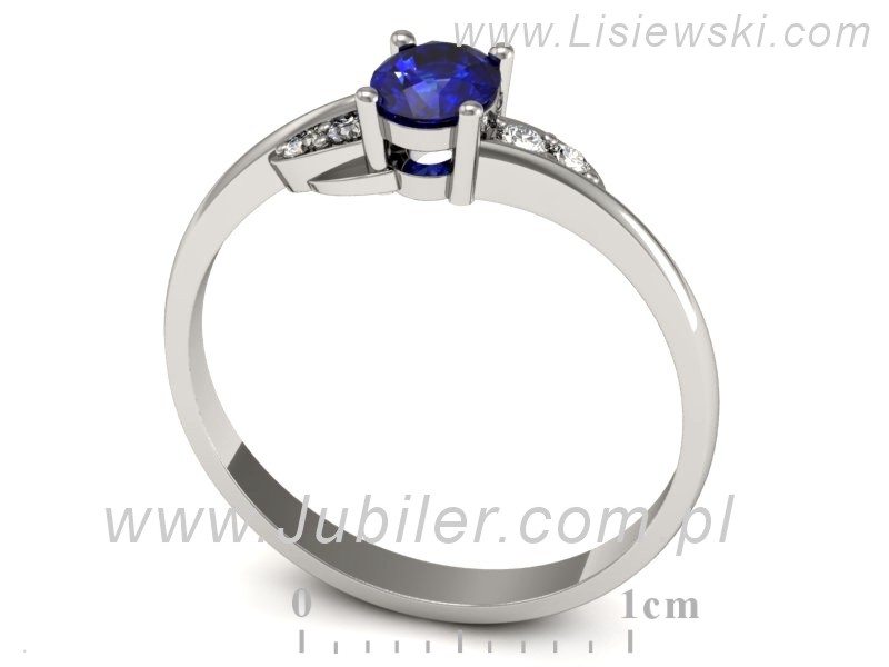 Pierścionek z szafirem i brylantami białe złoto - P15268bszc — zdjęcie 3