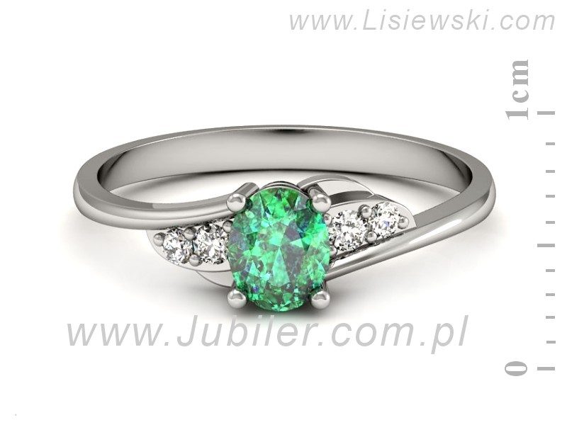 Złoty pierścionek ze szmaragdem i brylantami - P15268bszm — zdjęcie 2