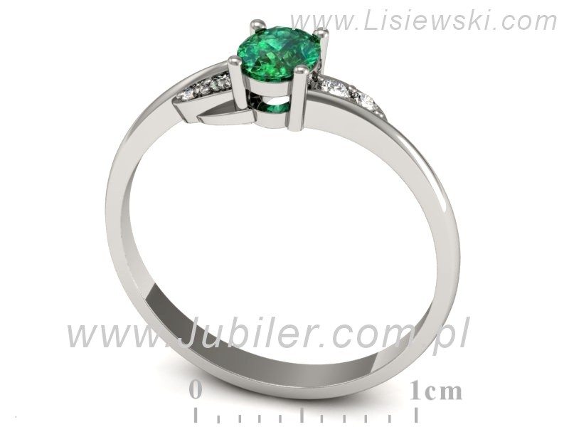 Złoty pierścionek ze szmaragdem i brylantami - P15268bszm — zdjęcie 3