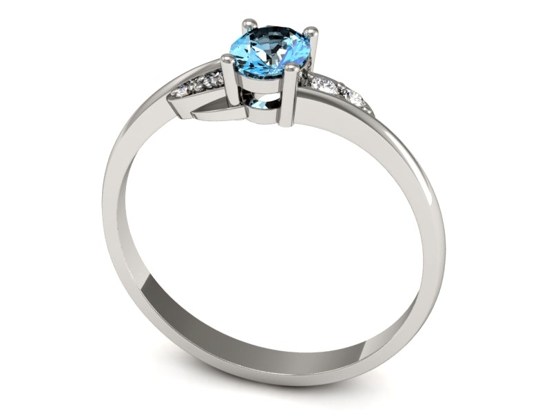 Pierścionek z topazem i brylantami białe złoto - P15268btp — zdjęcie 3