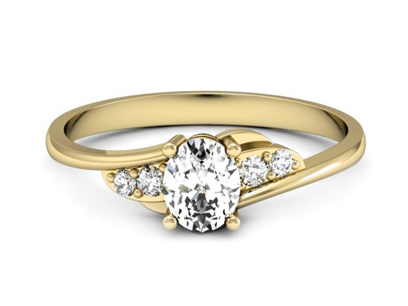 Złoty pierścionek z diamentami żółte złoto - P15268z — zdjęcie 2