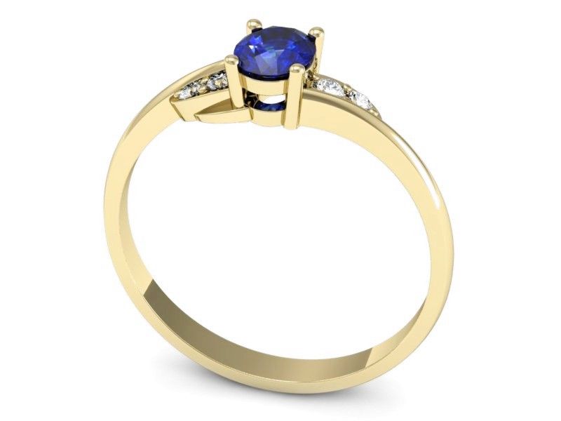 Złoty pierścionek z szafirem i diamentami złoto - P15268zszc - 3