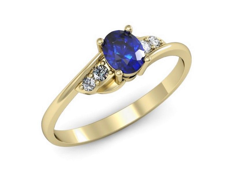 Złoty pierścionek z szafirem i diamentami złoto - P15268zszc - 1