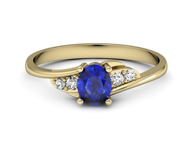 Złoty pierścionek z szafirem i diamentami złoto - P15268zszc - 2