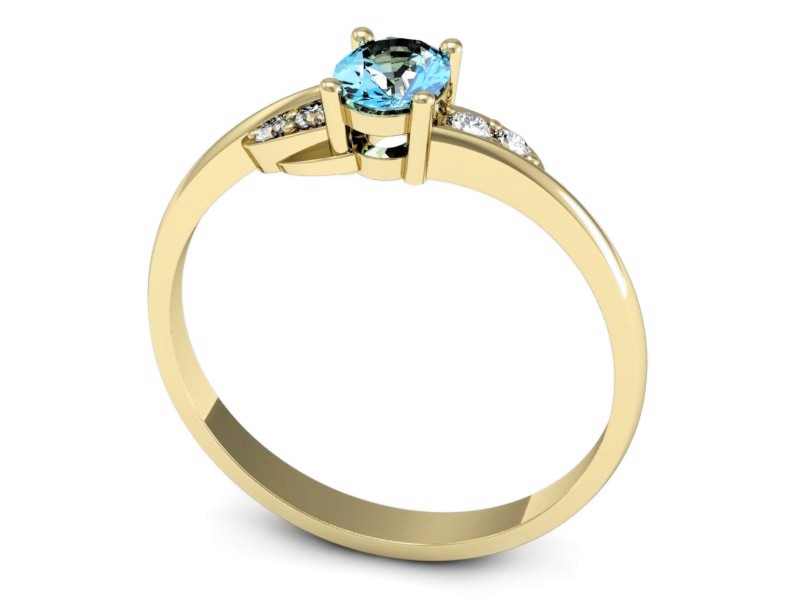 Pierścionek z topazem i brylantami żółte złoto - P15268ztp — zdjęcie 3