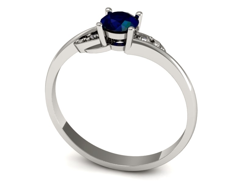 Pierścionek z szafirem i brylantami białe złoto - P15269bsz — zdjęcie 3