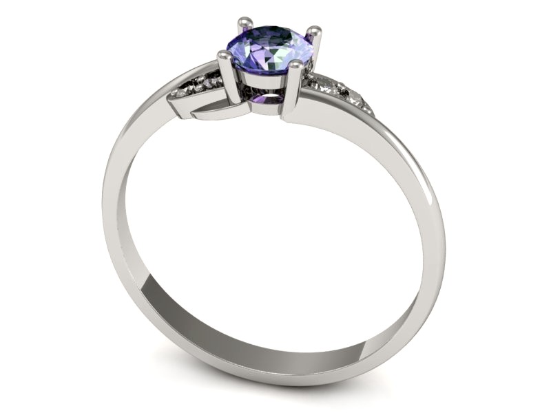 Pierścionek z tanzanitem białe złoto z brylantami - P15269bt — zdjęcie 3