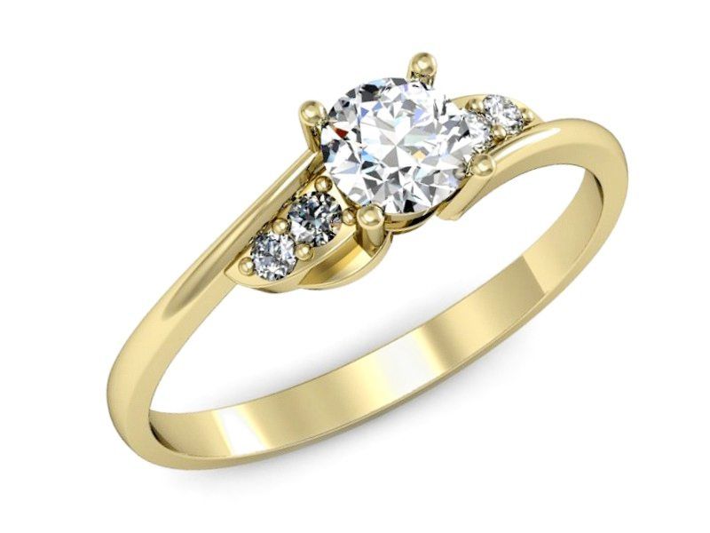Pierścionek zaręczynowy z brylantami żółte złoto próba 585 - P15269z