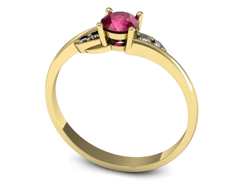 Pierścionek z rubinem i brylantami żółte złoto - P15269zr — zdjęcie 3