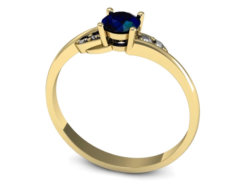 Pierścionek z szafirem i brylantami żółte złoto - P15269zsz — zdjęcie 3
