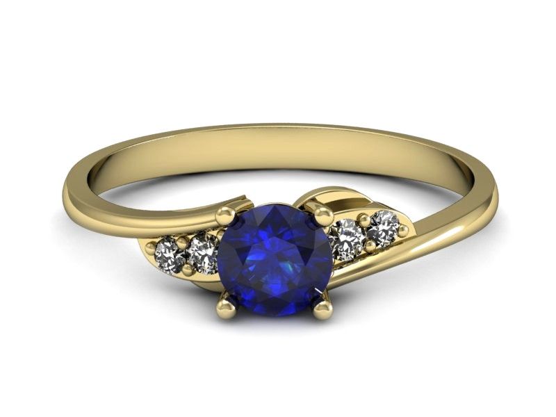 Złoty pierścionek z szafirem i diamentami złoto - P15269zszc - 2