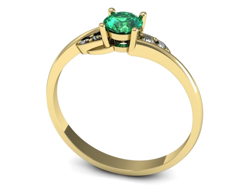 Złoty pierścionek ze szmaragdem i diamentami - P15269zszm — zdjęcie 3