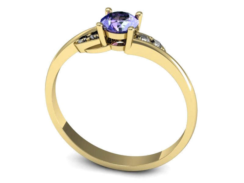 Pierścionek z tanzanitem i brylantami żółte złoto - P15269zt — zdjęcie 3