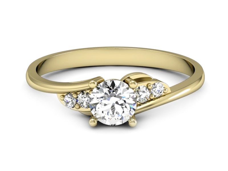 Złoty pierścionek z brylantami żółte złoto - P15269zV — zdjęcie 2