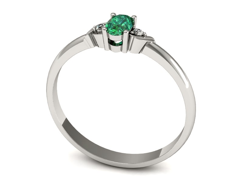 Złoty pierścionek ze szmaragdem i brylantami - P15270bszm — zdjęcie 3