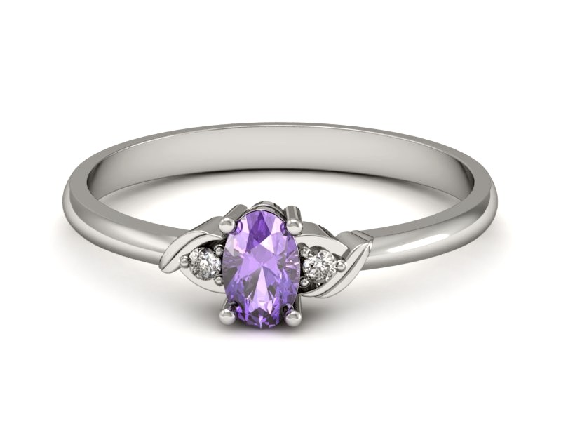 Pierścionek z tanzanitem białe złoto z brylantami - P15270bt — zdjęcie 2