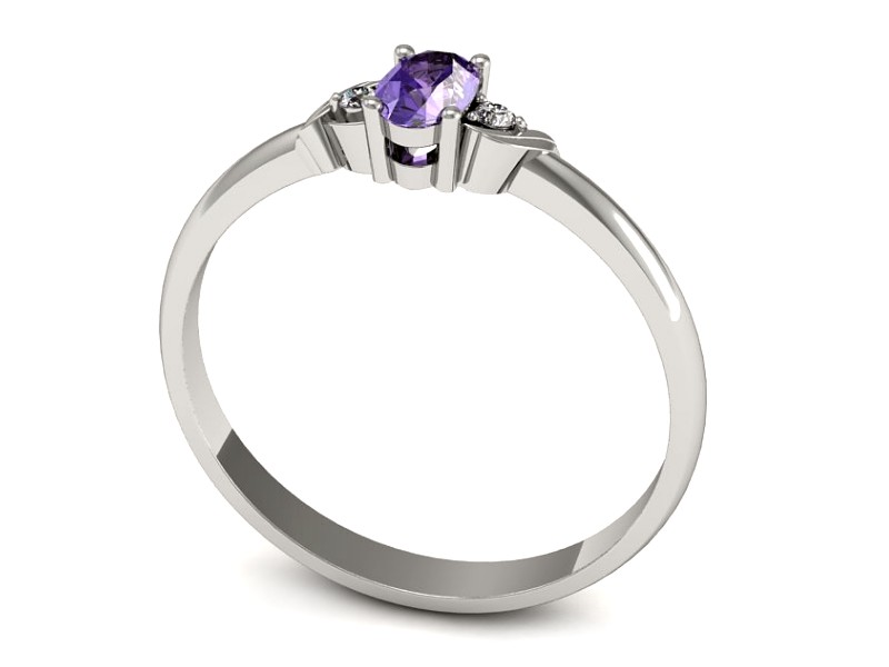 Pierścionek z tanzanitem białe złoto z brylantami - P15270bt — zdjęcie 3
