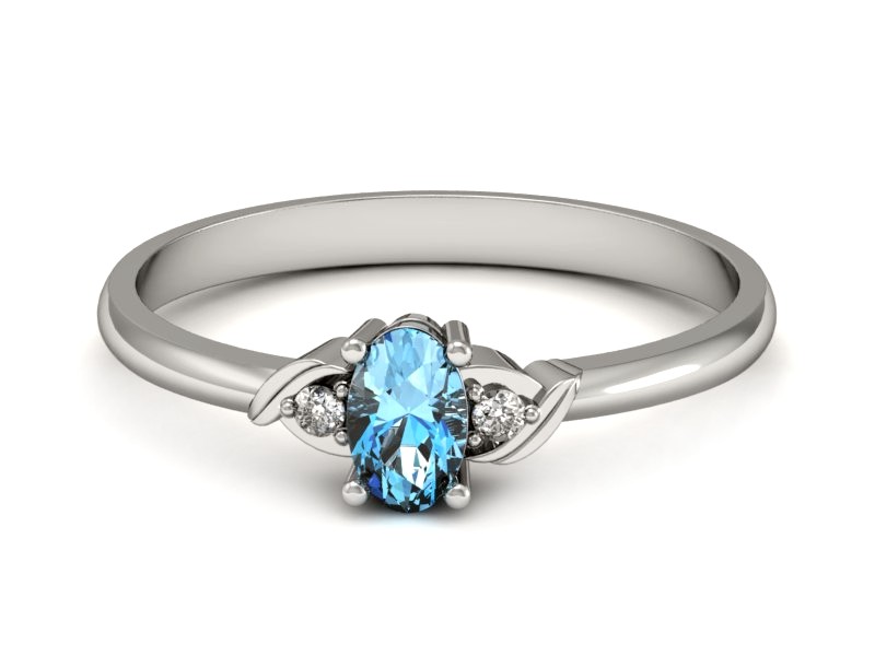 Pierścionek z topazem i brylantami białe złoto - P15270btp — zdjęcie 2