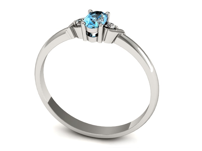 Pierścionek z topazem i brylantami białe złoto - P15270btp — zdjęcie 3