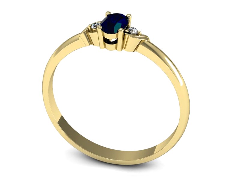 Pierścionek z szafirem i brylantami żółte złoto - P15270zsz — zdjęcie 3