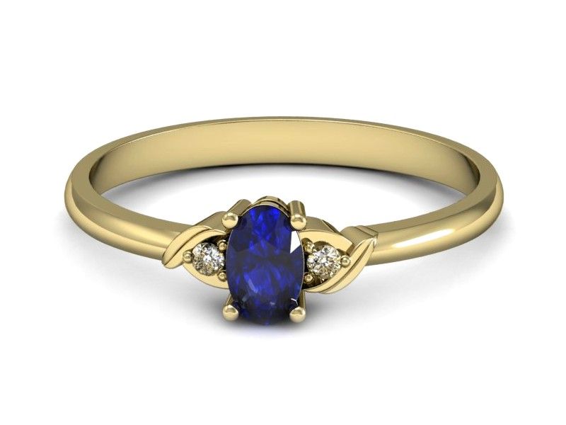 Złoty pierścionek z szafirem i diamentami złoto - P15270zszc - 2