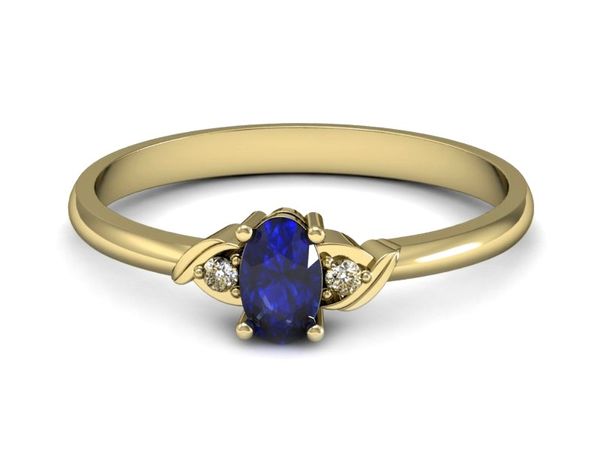 Złoty pierścionek z szafirem i diamentami złoto - P15270zszc