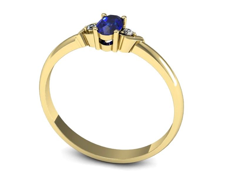 Złoty pierścionek z szafirem i diamentami złoto - P15270zszc - 3