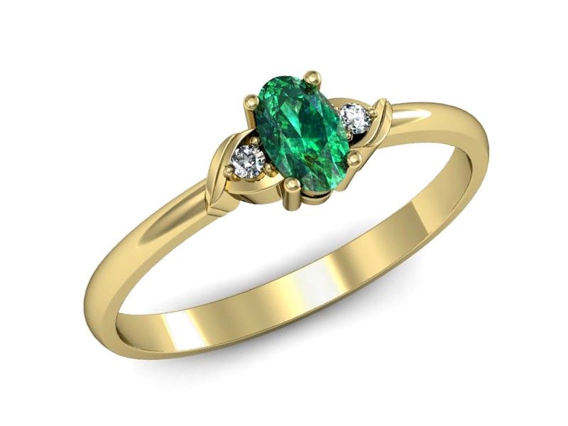 Złoty pierścionek ze szmaragdami i brylantami proba 585 - P15270zszm