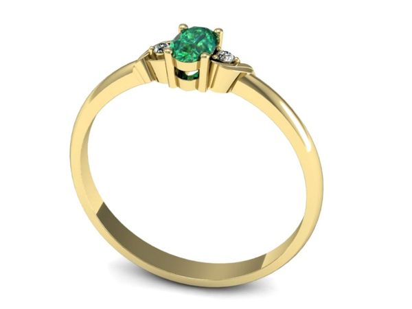 Złoty pierścionek ze szmaragdami i brylantami - P15270zszm