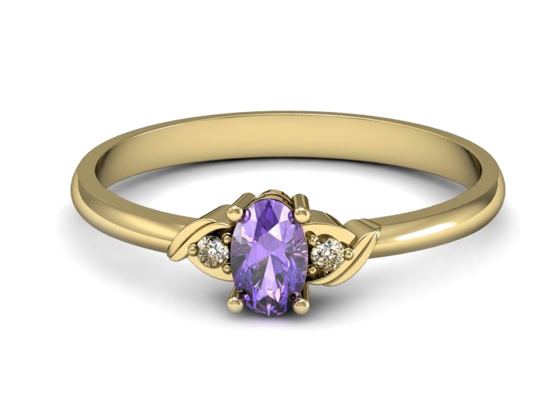 Pierścionek z tanzanitem i brylantami żółte złoto - P15270zt — zdjęcie 2