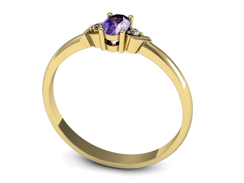 Pierścionek z tanzanitem i brylantami żółte złoto - P15270zt — zdjęcie 3