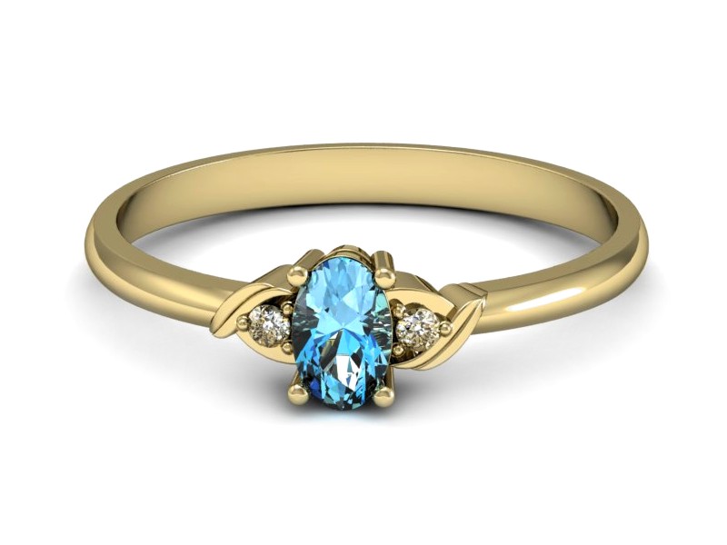 Pierścionek z topazem i brylantami żółte złoto - P15270ztp — zdjęcie 2
