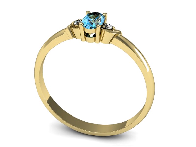 Pierścionek z topazem i brylantami żółte złoto - P15270ztp — zdjęcie 3