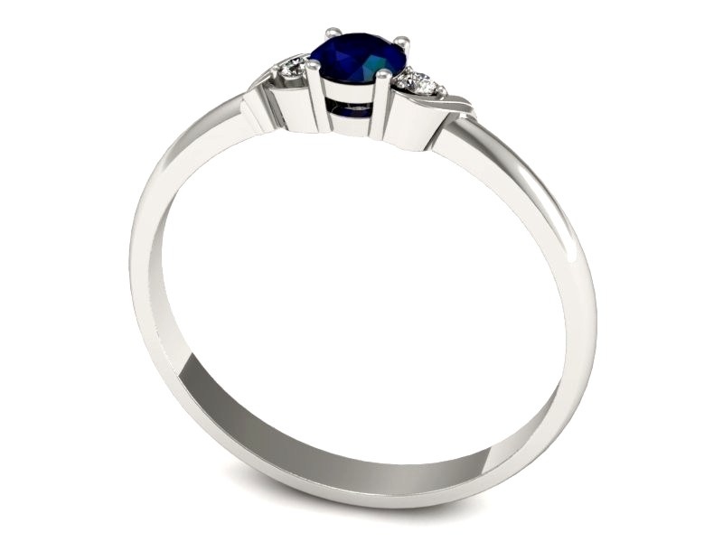 Pierścionek z szafirem i brylantami białe złoto - P15271bsz — zdjęcie 3