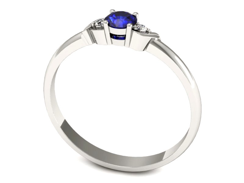 Pierścionek z szafirem i brylantami białe złoto - P15271bszc — zdjęcie 3