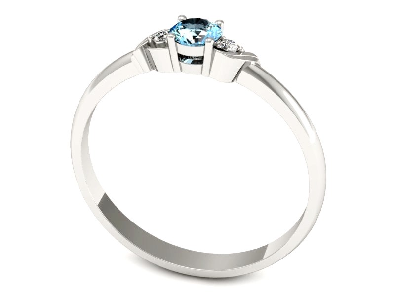 Pierścionek z topazem i brylantami białe złoto - P15271btp — zdjęcie 3