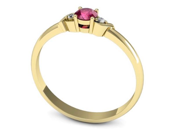 Złoty pierścionek z rubinem i brylantem złoto 585 - P15271zr