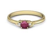 Złoty pierścionek z rubinem i brylantem złoto 585 - P15271zr - 2