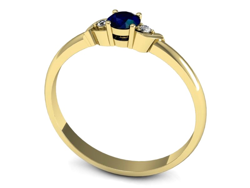 Złoty pierścionek z szafirem i brylantami - P15271zsz — zdjęcie 3