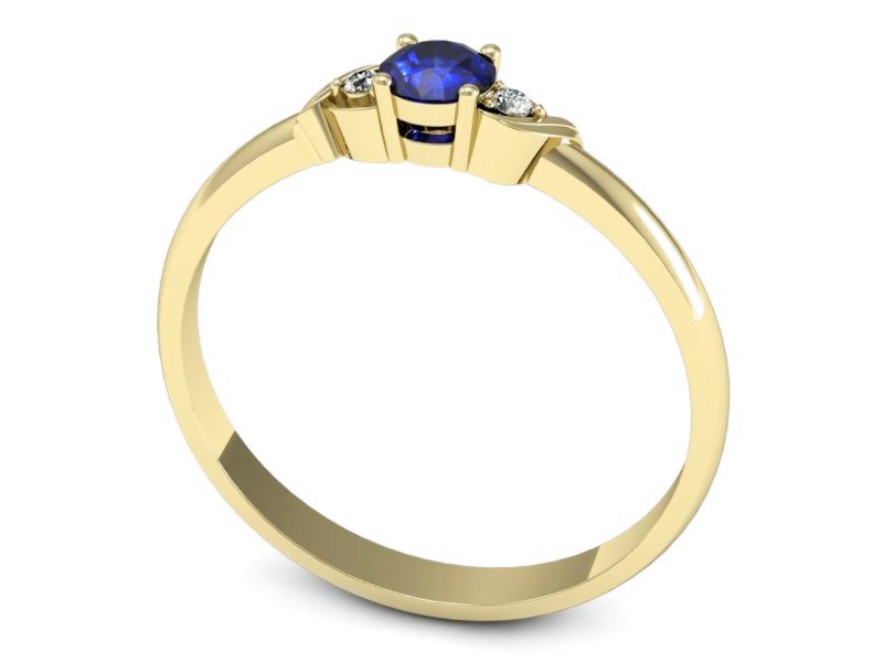 Złoty pierścionek z szafirem i brylantami - P15271zszc — zdjęcie 3