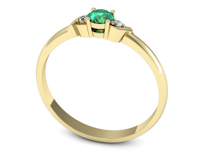 Złoty pierścionek ze szmaragdem i brylantami - P15271zszm — zdjęcie 3