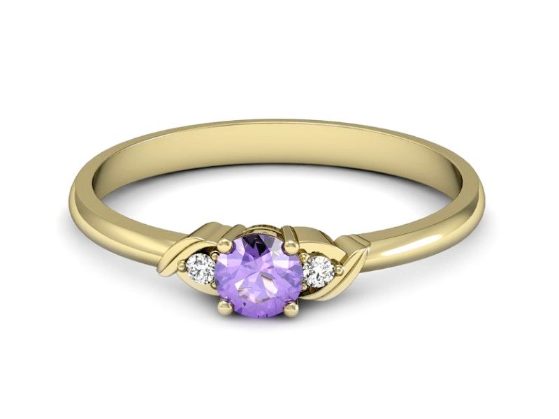 Złoty pierścionek z tanzanitem i brylantami - P15271zt — zdjęcie 2