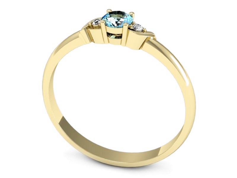 Złoty pierścionek z topazem i brylantami - P15271ztp — zdjęcie 3