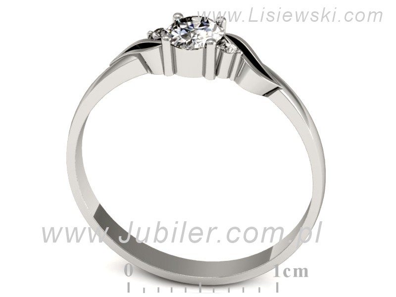 Złoty pierścionek z diamentami białe złoto - P15272b — zdjęcie 3